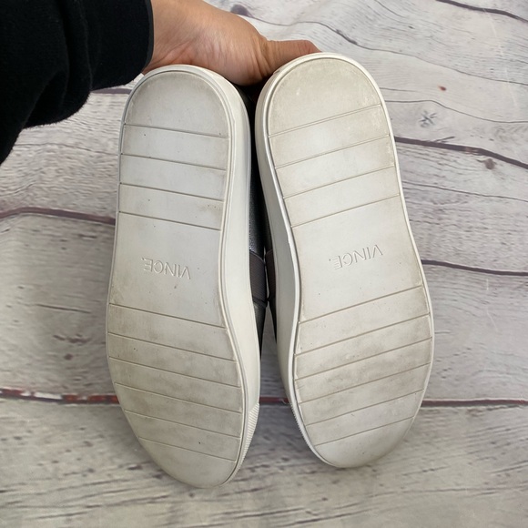 Vince Metallic Gray Silver Flat Slip On Sneakers Sz 7.5 - Picture 6 of 10